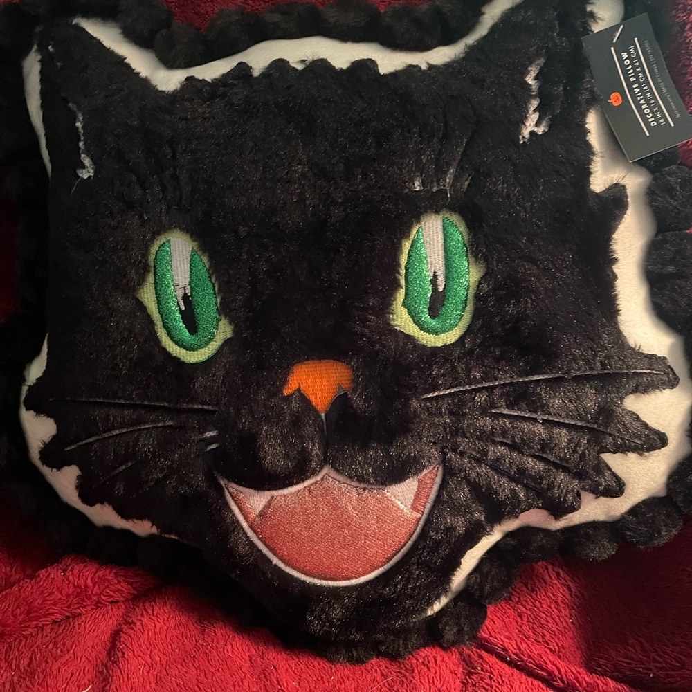Pillowfort Black Cat Pillow with Green Eyes